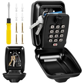 TNIIFXC Key Lock Box Wall Mounted Key Storage Box Waterproof 12 Digit Combination Security Lock Box Large Capacity Resettable Code Key Safe with Weatherproof Cover for Home Garage Office School