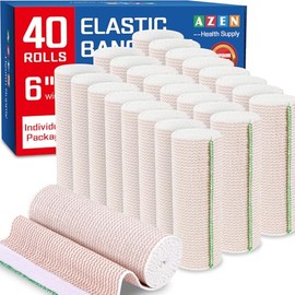 AZEN Paquete de 40 vendajes elásticos de 6 pulgadas, vendaje de compresión para piernas, tobillo, rodilla, barriga, cuerpo, sin látex, envolturas de l