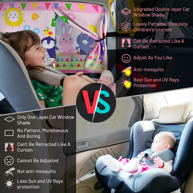 Car Window Shade for Baby, 2pcs Magnetic Auto Sun Shades