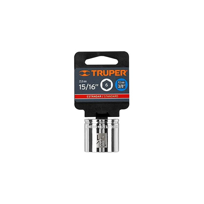 Truper D-3830-H, Dado de 6 puntas std, 15/16", cuadro 3/8"