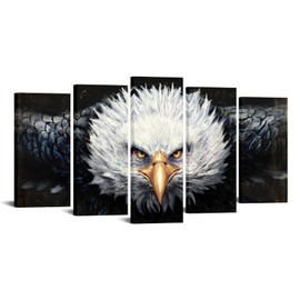 DuoBaorom 5 Pieces American Bald Eagle Wall Art Large Eagle Painting Print Black and White Animal Picture for Office Decor 32"x60"