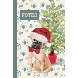 Frenchie Christmas Notebook, French Bulldog, 6x9" 100 Pages Lined, Christmas Gift For Dog Mama, Watercolor Dog, Cute Dog, Stationery Gifts for Women, Dog Notebook, Christmas Dog Journal