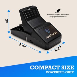 PestGuardX Large Rat Traps - 4-Pack Reusable Snap Traps for Rats, Mice & Squirrels – Heavy-Duty Indoor & Outdoor Rodent Control, Touch-Free, High-Sensitivity Trap System