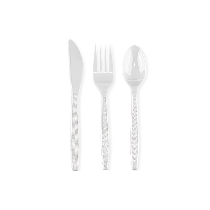 Clear Disposable Plastic Mix Cutlery Medium Weight - 48 Count