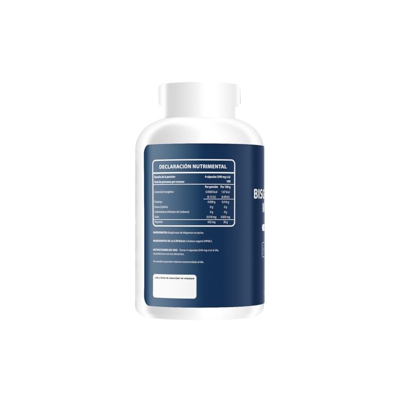 Wellthy Bisglicinato de Magnesio 400 Cápsulas 432mg. 100% Natural, Alta