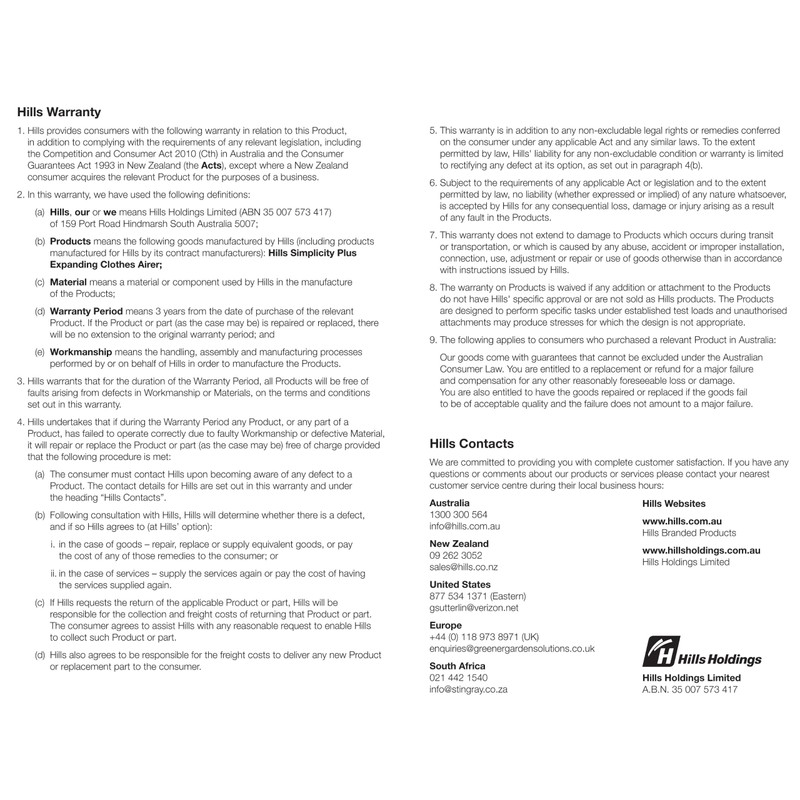 Hills Simplicity Plus Expanding Clothes Airer