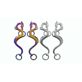 Hackamore Dragon Rainbow Replacement Cheeks BITLESS Horse BIT Multi Color Silver Horse Hackamore S Steel English Western (Silver)