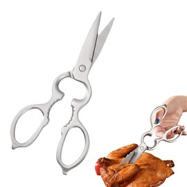 Coollooda Kitchen Scissors, Stainless Steel Kitchen Scissors, Kitchen Scissors, All Stainless Steel, High Durability, Sharp Sharp, Hygienic, Dishwasher Safe, Washable, Versatile, For Home Use, Cooking