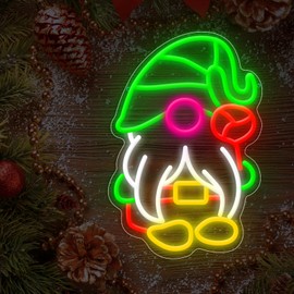 Christmas Gnome Decoration - Christmas Gnome Neon Sign, LED Merry Christmas Neon Light Signs Wall Decor, USB Powerd Gnomes Neon Signs For Bedroom Decor, Party, Store, Festival Gifts