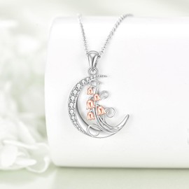 JBAERD Lily of Valley Necklace Sterling Silver Lily of The Valley Jewelry for Women Flower Pendant Gifts for Mom