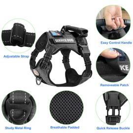Dogmify Service Dog Harness,No-Pull Reflective Pet Vest Harness and Leash Set,Adjustable Oxford Service Dog Vest with Handle,Easy Control for Small Medium Large Dogs