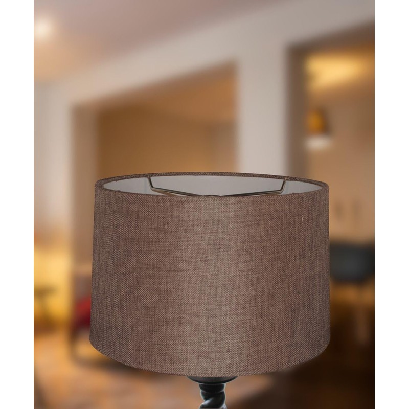 12x14x10" SLIP UNO FITTER Hardback Drum Lamp Shade Chocolate Burlap