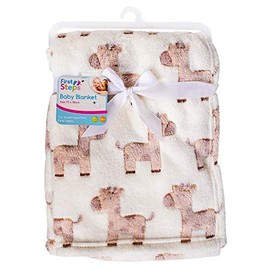 Soft Fleece Baby Blankets for Pram, Cot, Crib, Moses Basket | Cream Giraffe Baby Blanket