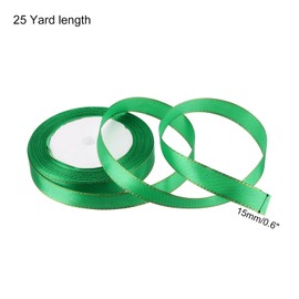 MECCANIXITY 5/8 Inch 25 Yard Wide Satin Ribbon with Gold Edges Border Grosgrain Fabric Ribbon for Gift Wrapping Wedding Bouquet, Green