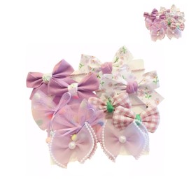 Coehaopike Children's Hair Tie, Ribbon, Set of 10, Baby Hair Elastics, Hair Accessories, Hair Clip, Stylish, Kids, Painless, Girls, Hair Ornament, Colorful, Cute, Birthday Present (Lender)
