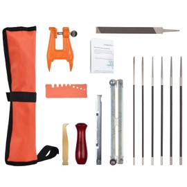 karvayna 14 Pack Chainsaw File Kit, Chainsaw Sharpener with Stump Vise Include 5/32", 3/16", 7/32", 1/8", 11/64", 13/64" Round Files, File Guide - Complete Chain Sharpening Tool Set