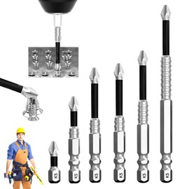 6PCS High-Magnetic Screwdriver Drill Bit Set, Strong Magnetic Durability Screwdriver Drill Bit Set, Non-Slip Magnetic Electric Screwdriver Drill Bits Sets, Silver 25 50 65 70 90 150mm