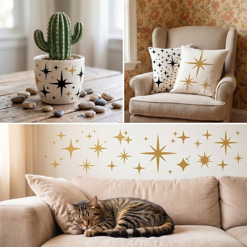 HJZHII 6Pcs Large Star Stencil for Painting, Reusable Star Stencil
