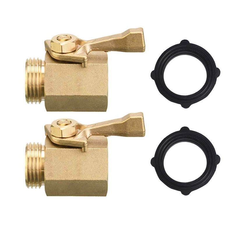 Hourleey 2 Pack Solid Brass Garden Hose Shut Off Valve