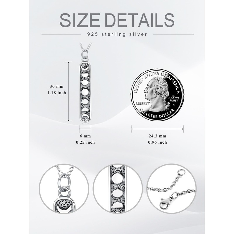 Shusukue Moon Phase Necklace 925 Sterling Silver Moon Phase Pendant