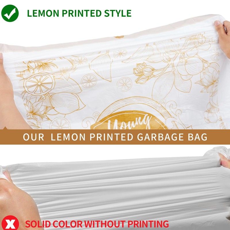 VOK 13 Gallon Trash Bags with Lemon Print & Drawstring,