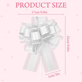 IGXX 5 PCS 7 Inches Large Pull Bows, White Ribbon Bows for Gift Wrapping, Presents, Wedding, Valentine's, Birthday, Christmas, Flower Baskets Decoration