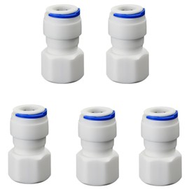 3/8" Female Thread Straight x 3/8" PE Hose OD Push-In Quick-Connect Fitting for RO Reverse Osmosis Water Filter Plastic Joint, Beverage Dispenser & Water Filtration/Purification Systems (5PCS)