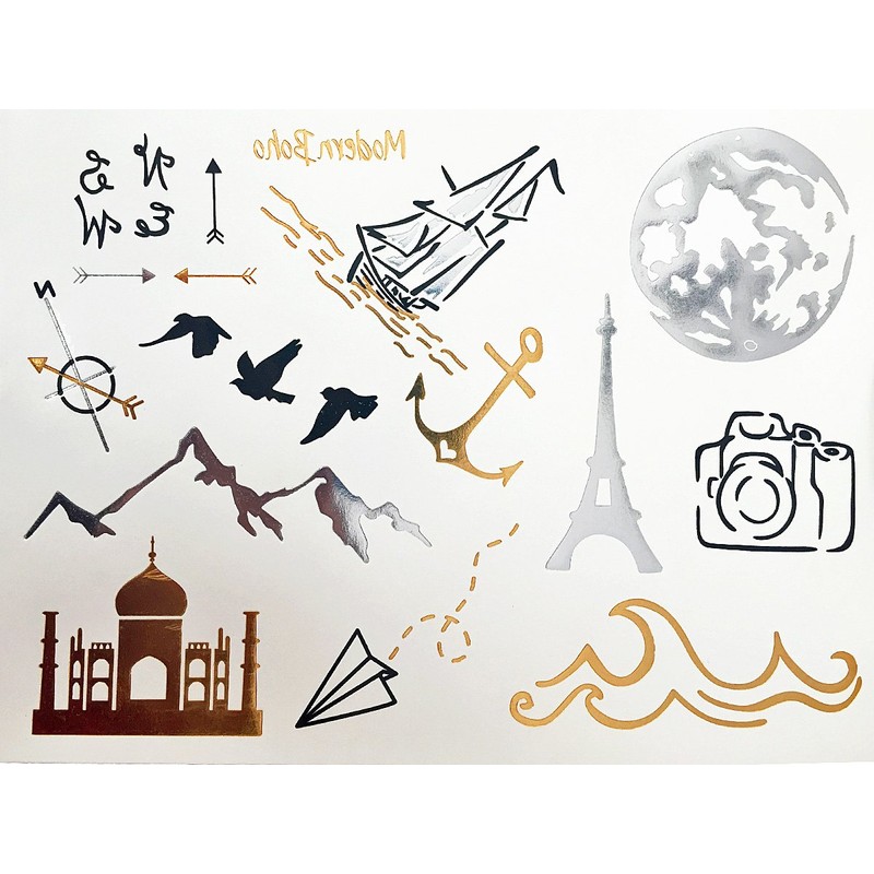 5 Sheets Metallic Tattoos Gold and Silver Flash By Modern