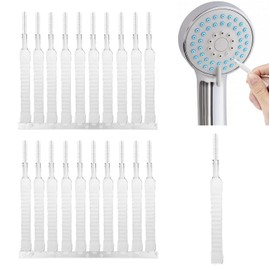 Uramoto Shower Nozzle Cleaning Brush 20pcs, Anti-Clogging Hole Head Multifunctional Small for Pore Bathroom Home Supplies Nylon Bristle Cleaner White