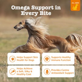 Zesty Paws Omega 3 Fish Oil for Dogs - Zesty Paw Dog Vitamins and Supplements for Hip, Joint & Skin, Bacon (90 Chews)
