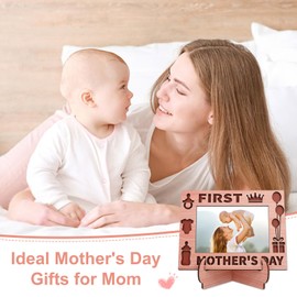 PETCEE First Mother's Day Picture Frame for First Time Mom - Wooden 1st Mothers Day Frame Gifts for New Mom Expecting Mothers & New Parents Nursery Decor Newborn Baby Shower Presents