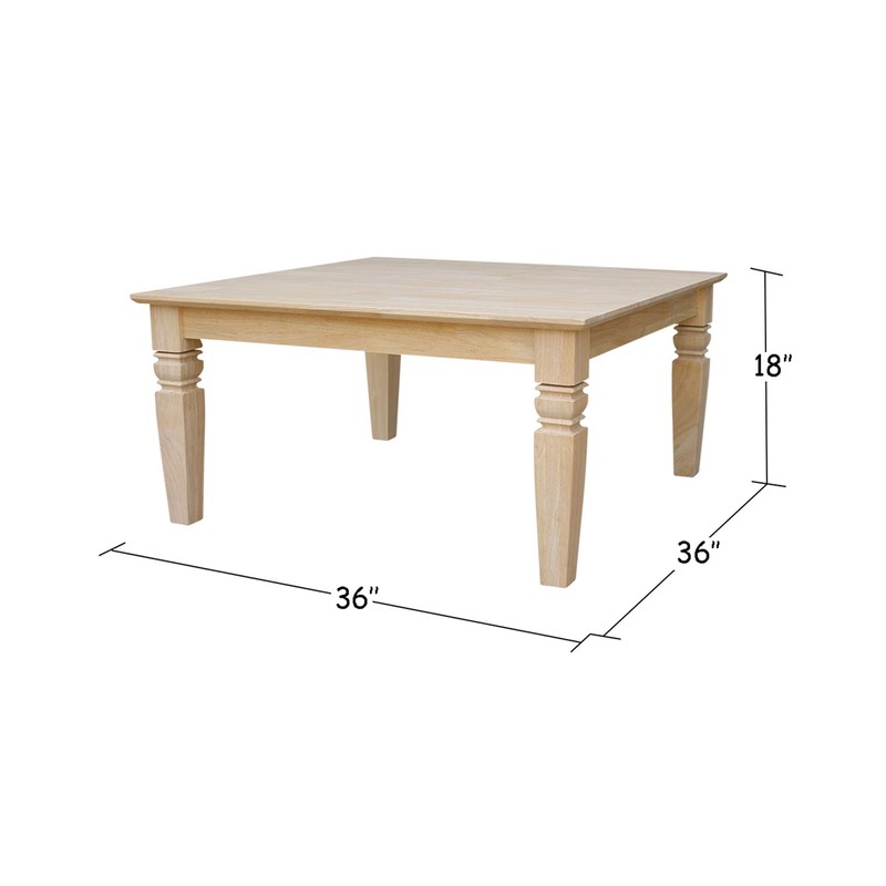 International Concepts Java Square Coffee Table Unfinished