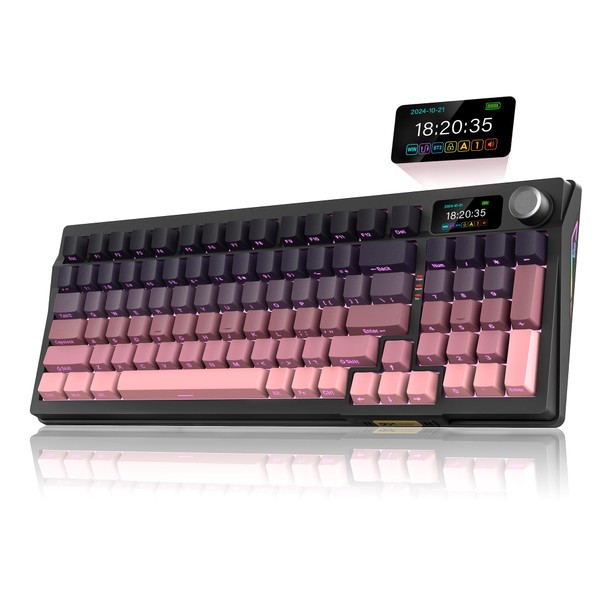 RedThunder K95 Wireless Mechanical Keyboard,TFT Screen & Knob, Trip-Modes Connection,