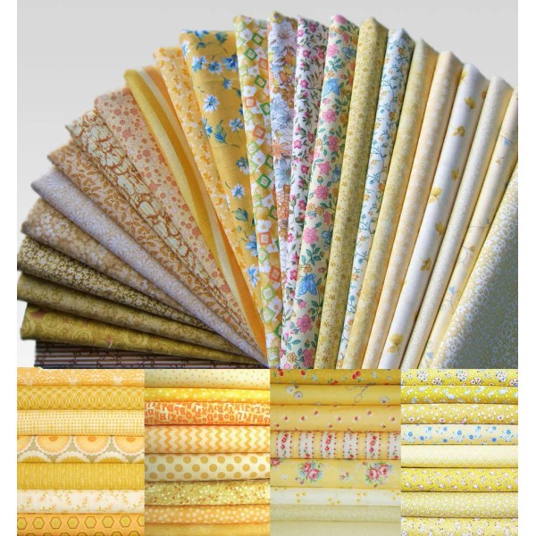 Assorted 20 Fat Quarters Bundle Yellow Shades - 100% Cotton