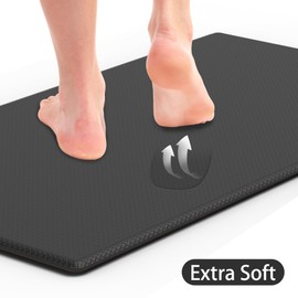 Kitchen Mats for Floor Kitchen Rugs, Cushioned Anti-Fatigue Waterproof Non-Slip Kitchen Mats Set, Ergonomic Comfort Standing Mat for Kitchen, Floor, Home, Office, Black 17.3"x59"