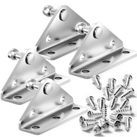 Vepagoo 10mm Ball Stud Mounting Bracket, Gas Struts Lift Support Bracket Ball Stud, 4pcs L-Type and 20pcs Screws (Only Fits 10mm Ball Head), Silver