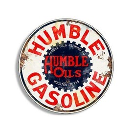 JR Studio 4x4 inch Round Vintage Humble Gas Sticker (Gasoline Logo Old Rat Rod) Vinyl Decal Sticker Car Waterproof Car Decal Bumper Sticker