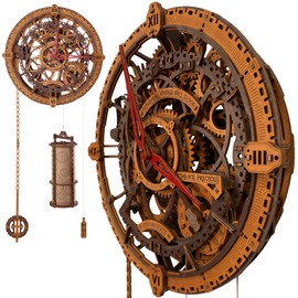 WOODEN.CITY Steampunk 3D Puzzle Clock – DIY Mechanical Wall Clock Kit for Adults – Unique Engineering Gift and Vintage Décor - 3D Wooden Puzzles for Adults