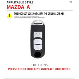 Happyit Zinc Alloy Car Key Cases for Mazda 2 3 5 6 Demio Atenza Axela CX-3 CX-5 CX-4 CX-7 CX-9 MX-5 360° Waterproof Protect (3 Buttons, Matte Color)