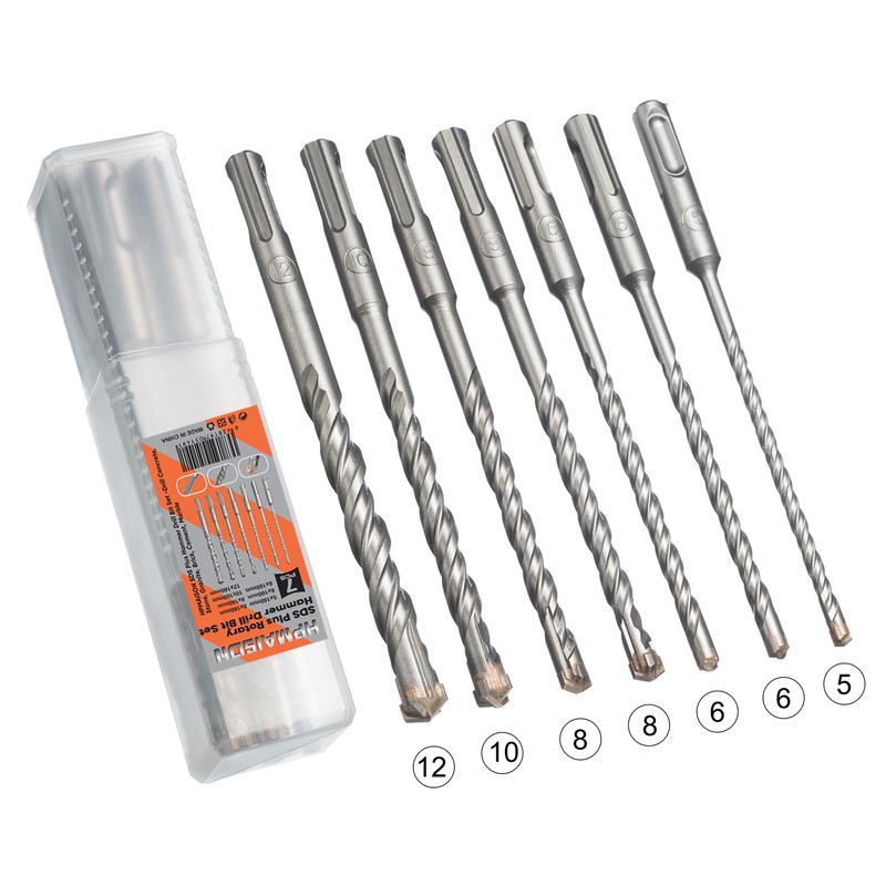 HPMAISON SDS Plus Concrete Drill Bit Set 7-Piece Hammer Drill