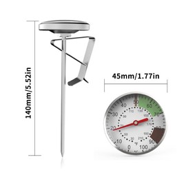 Bratenthermometer aus 304 Edelstahl, Milch Thermometer Edelstahl Küchenthermometer, Barista Nadelthermometer mit Clip für Kochen Milch Kaffee BBQ Steak usw.