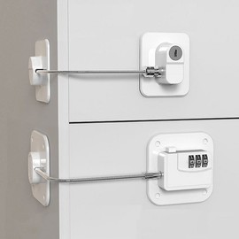 Multi-Purpose Combination Dial / Key Padlock for Drawers, Lockers, Wardrobes Combination Type (White) 3ea