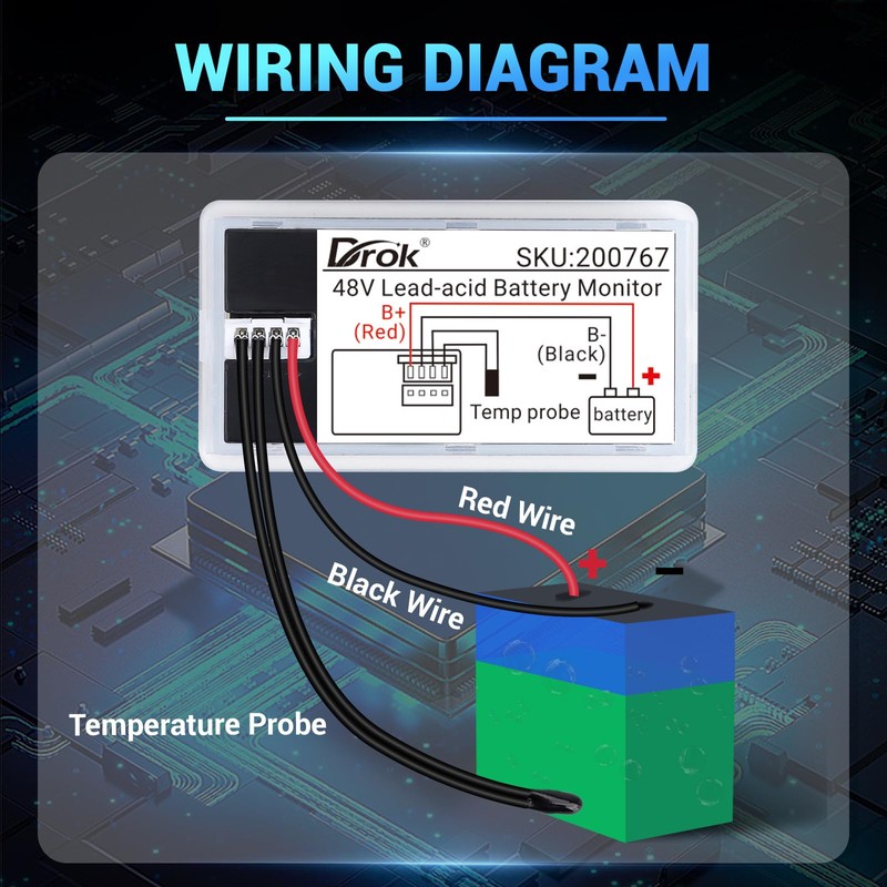 Drok 48v Battery Meter, 10-100v Battery Tester, Car Battery Tester