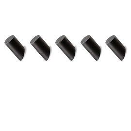 hicoosee Wooden Wall Hooks, Black Wooden Coat Hooks for Hanging Coats, Hats, Scarves, Clothes, Handbag in Bedroom, Living Room, Hallway, 3 x 8 cm, Pack of 5