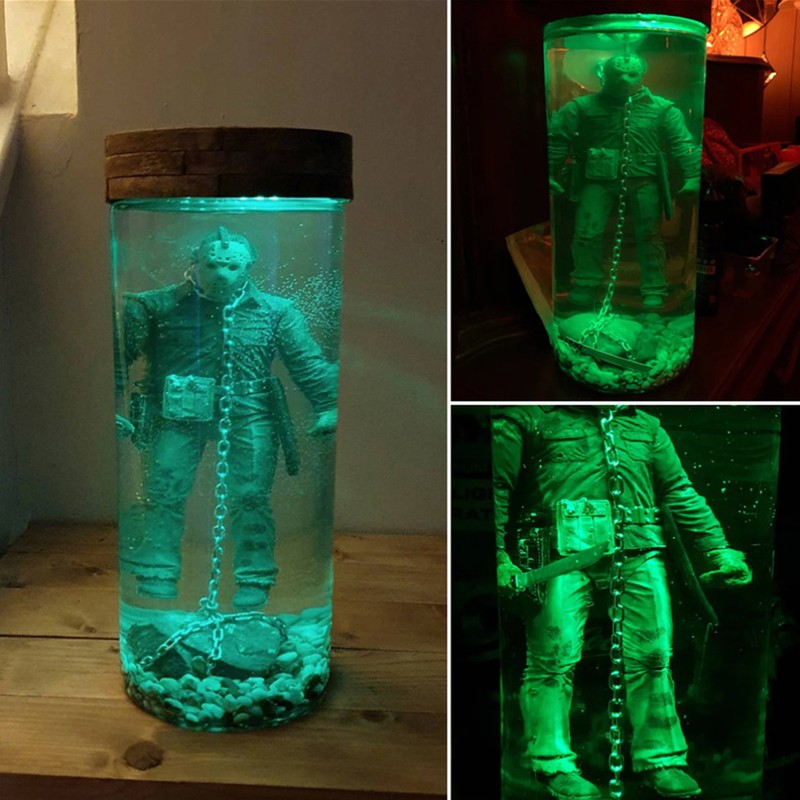 Night Light with Horror Film Resin Statue Inside Table Lamp