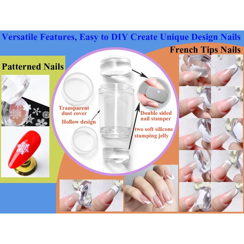 French Nails Stamp Nail Stencils Set, 5 Star Moon Flowers