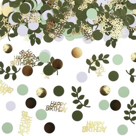 FONGKNOX 100 pcs Birthday Decorative Confetti Unisex Confetti Birthday Table Decoration Happy Birthday Confetti Gold Green Scatter Birthday Party Anniversary Table Party Decorations