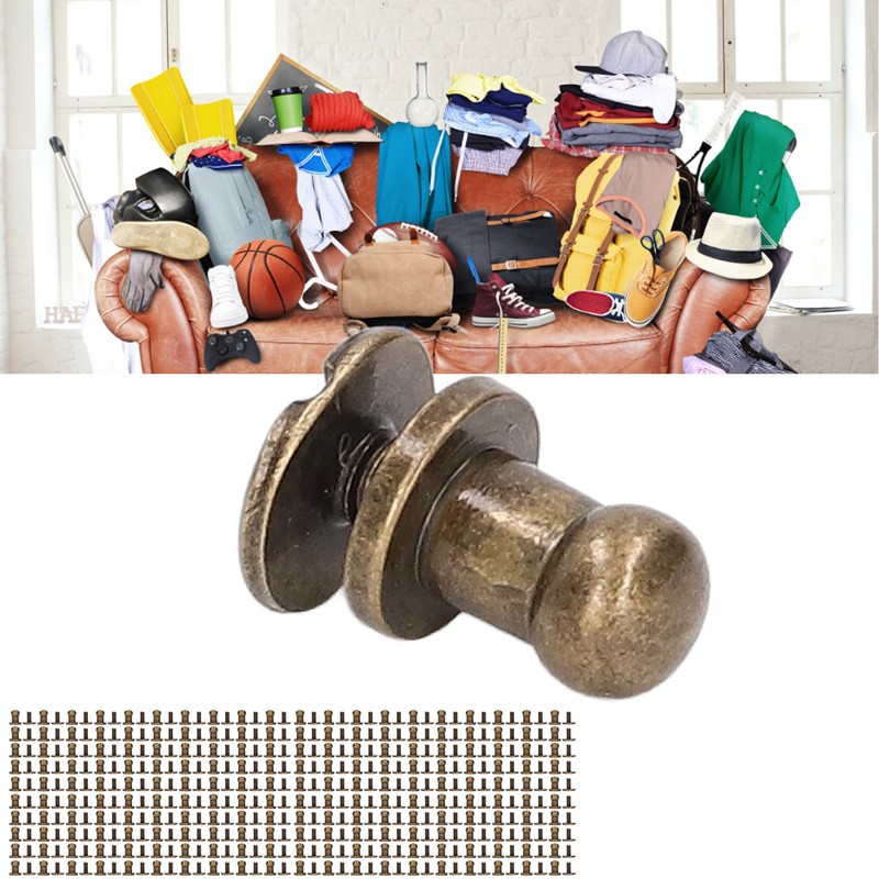 200 Sets Chicago Screws Round Head Rivets 7x5mm DIY Handcraft
