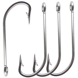 50pcs/lot Fishing Hooks Saltwater 420 Stainless Steel Fishing Hooks O' Shaughnessy Forged Trolling Saltwater Fishing Hooks Size 1/0~10/0(1/0(Pack of 50))