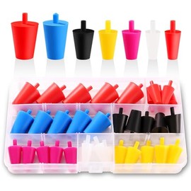 APOMOONS 35 Stück Silikonstopfen 7 Größen Silikon Gummi Sortiment Vollgummi Hochtemperatur Silikon Gummistopfen Konisch Kegellochstopfen von Löchern Während für Pulverbeschichtung zum Abkleben mit Box